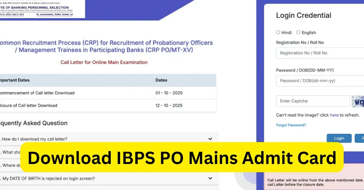 IBPS PO Mains Admit Card 2025